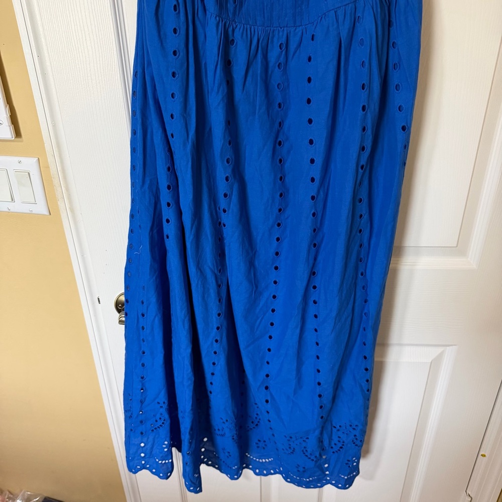 Layered with Love Cobalt Poppy Cotton Eyelet Embroidered Sleeveless Dress 2X - Picture 6 of 8